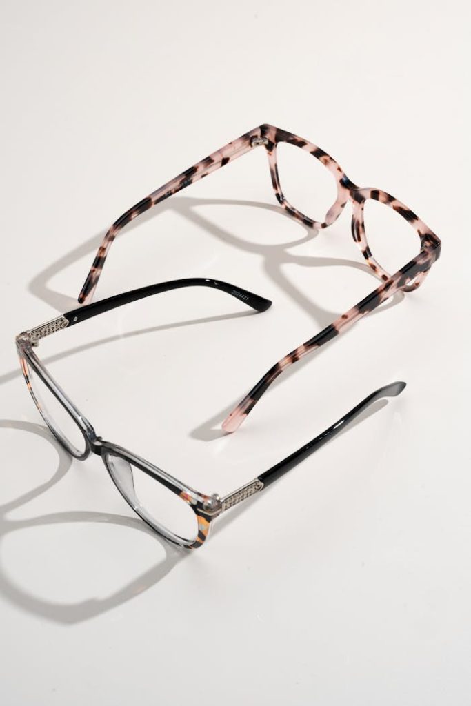 A pair of stylish eyeglasses and sunglasses displayed on a white background.